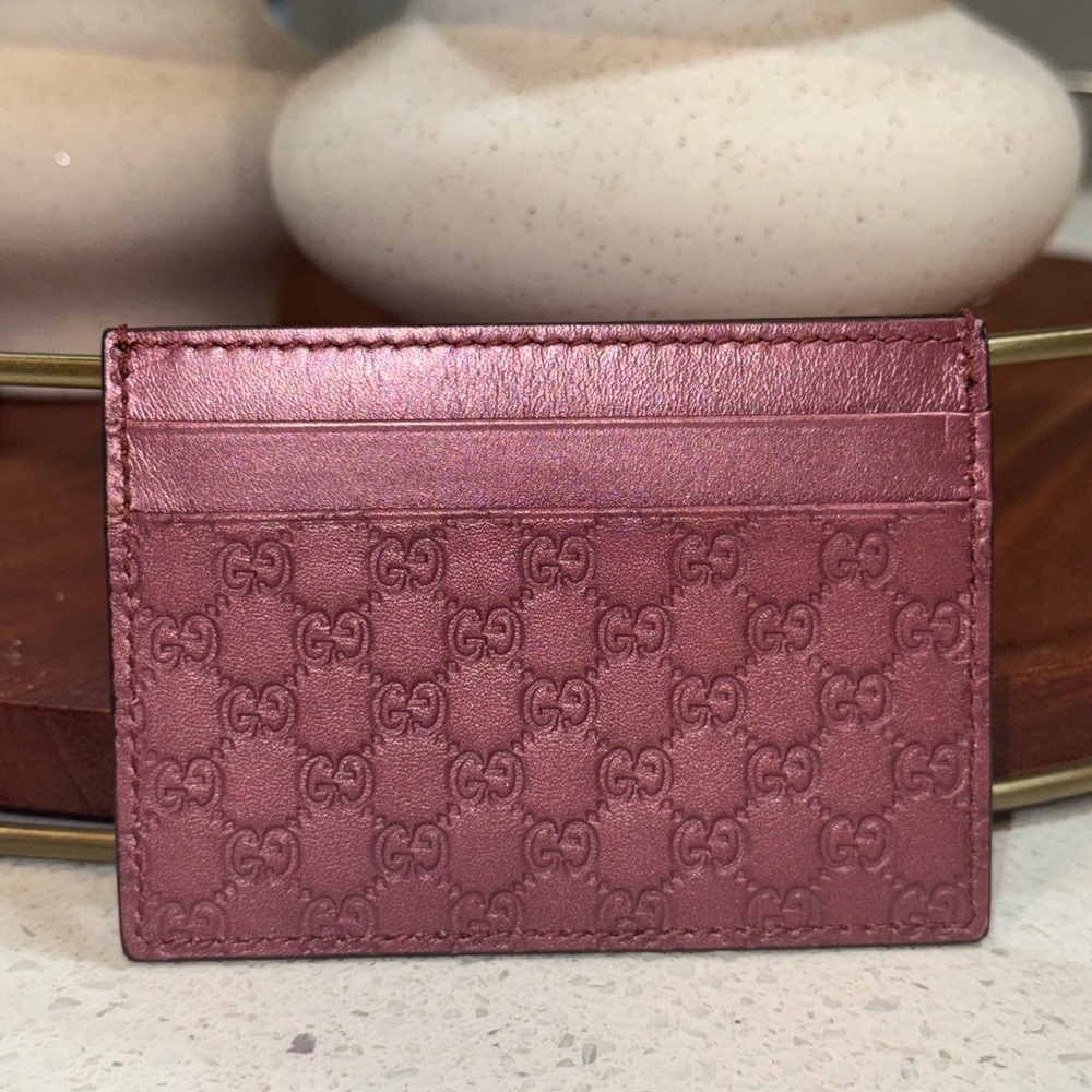 Gucci GG Embossed Leather Card Holder –Pink – w/ Box & COA – Authentic - Picture 4 of 7